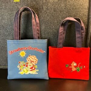 Strawberry Shortcake Sitting w/ Letter Mr Sun Vintage 1980's Small Tote Bag READ